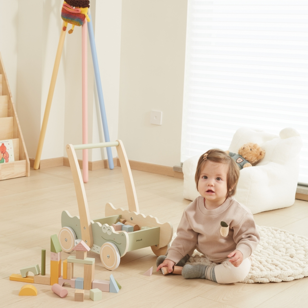 Drewniany wózek Viga Na Klocki Pchacz (6971608442780) - obraz 11