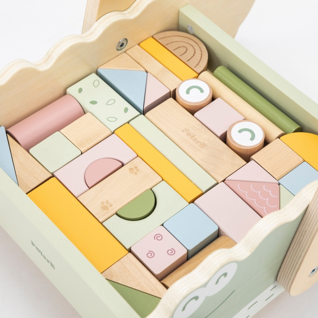 Drewniany wózek Viga Na Klocki Pchacz (6971608442780) - obraz 5