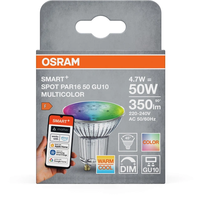Світлодіодна лампа OSRAM SMART+ WiFi PAR16 4.7W RGBW 350Lm DIM EGU10 (4099854462191) - зображення 6