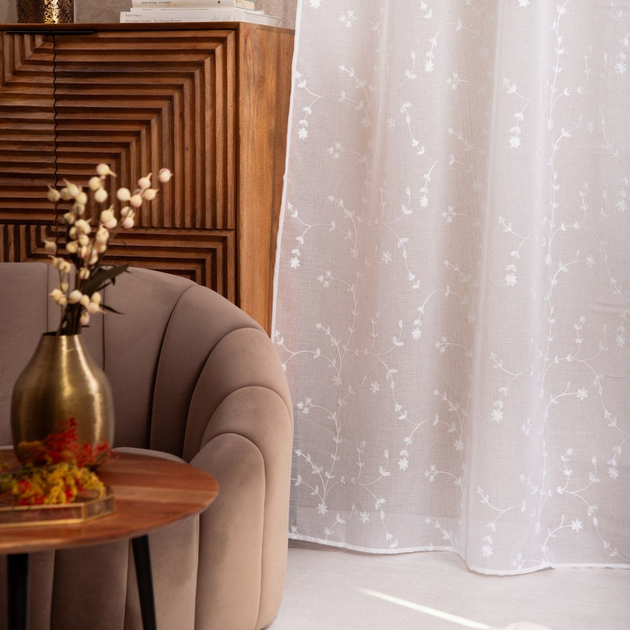 Фіранка Homla Mossia з листяним принтом біла 140x250 см (5904183856797) - зображення 6