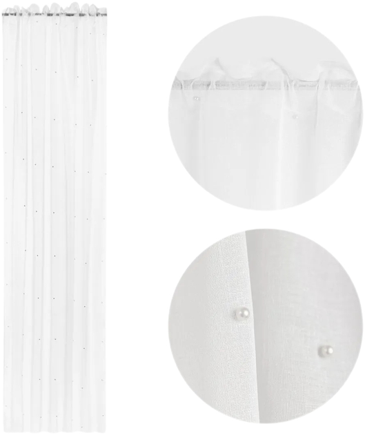 Фіранка Homla B2 Essentials Milan з перлинами біла 140x250 см (5906496717710) - зображення 1