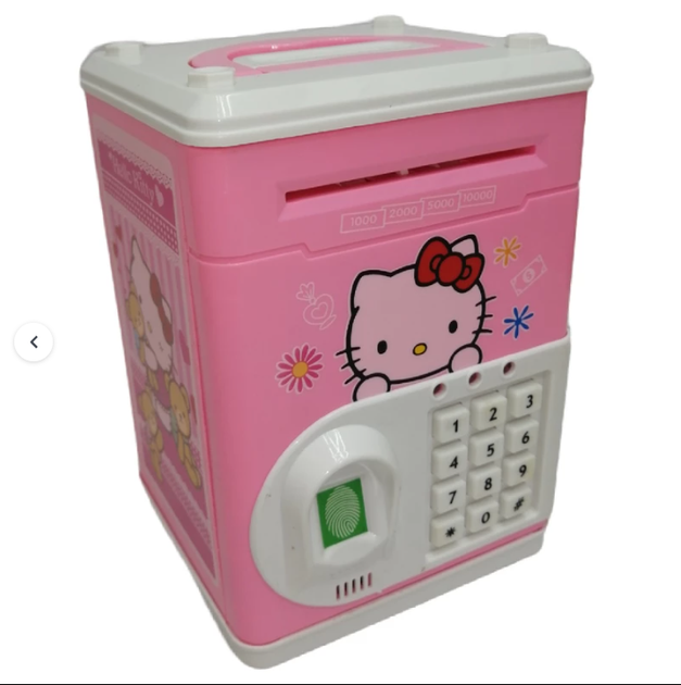 Дитяча скарбничка сейф Hello Kitty з відбитком пальця, кодовий замок, купюроприймач для паперових грошей монет - зображення 6