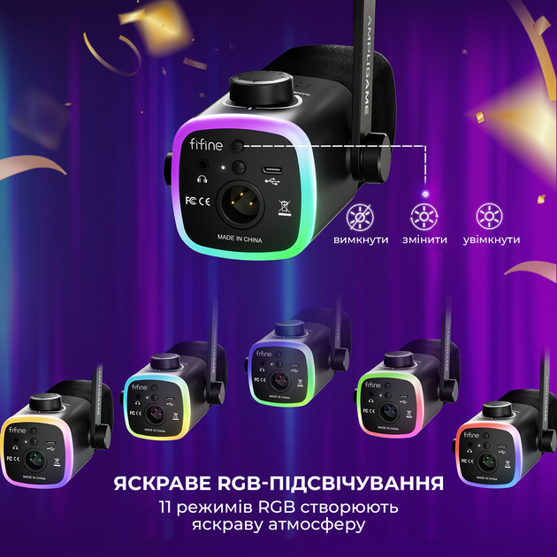 Микрофон динамический Fifine AM9W XLR/USB White - изображение 11