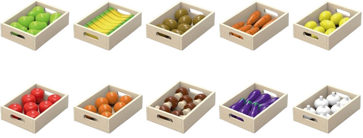 Zestaw drewnianych warzyw i owoców Viga 10 skrzynek 44523 (6927049021428) - obraz 3