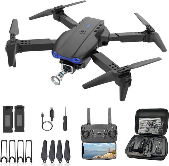 Квадрокоптер E99 Max дрон для дітей із камерою HD WiFi FPV до 20 хв. польоту + кейс \ 2 акумулятори - Фото 2 Квадрокоптер E99 Max дрон для дітей із камерою HD WiFi FPV до 20 хв. польоту + кейс \ 2 акумулятори - зображення 2