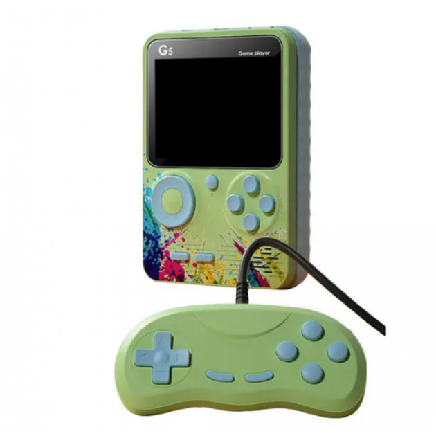 Игровая консоль приставка с дополнительным джойстиком dendy SEGA G5 500в1 USB AV Audio 1000 мА·ч 3-дюймовый цветной экран Зелёная - изображение 2