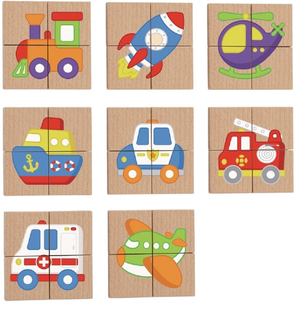 Дерев'яні пазли - мігнітні блоки Viga Транспорт 50723 (6934510507237) - зображення 1