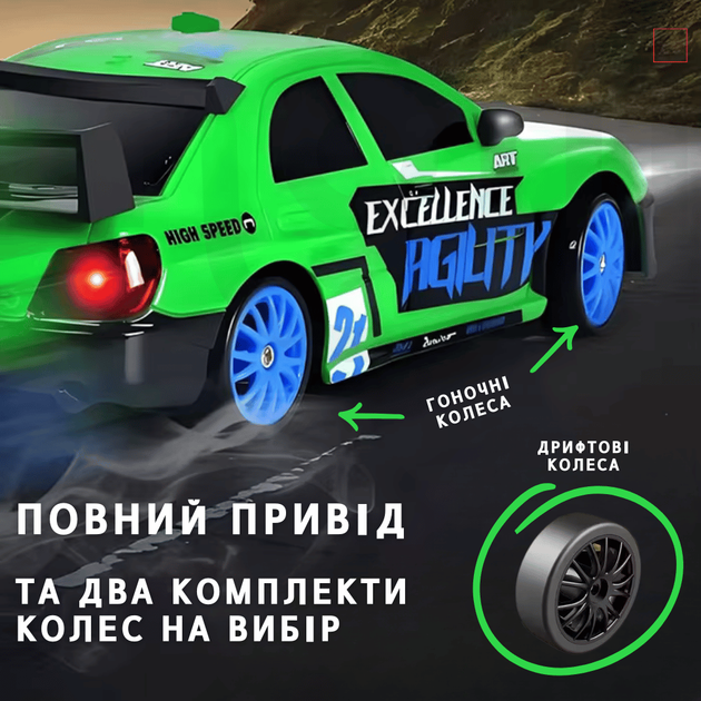 Дрифтова Машинка Швидкісна з Пультом Управління та LED Підсвічуванням на Акумуляторі RC Race Subaru Impreza 4WD 18.5 см - зображення 3