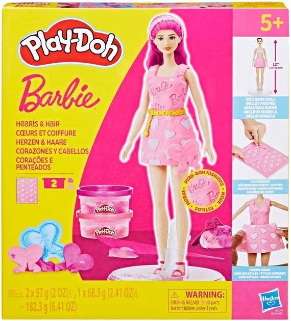 Набір Hasbro Play-Doh BARBIE Hearts and Hair G1357 (5010996315779) - зображення 1
