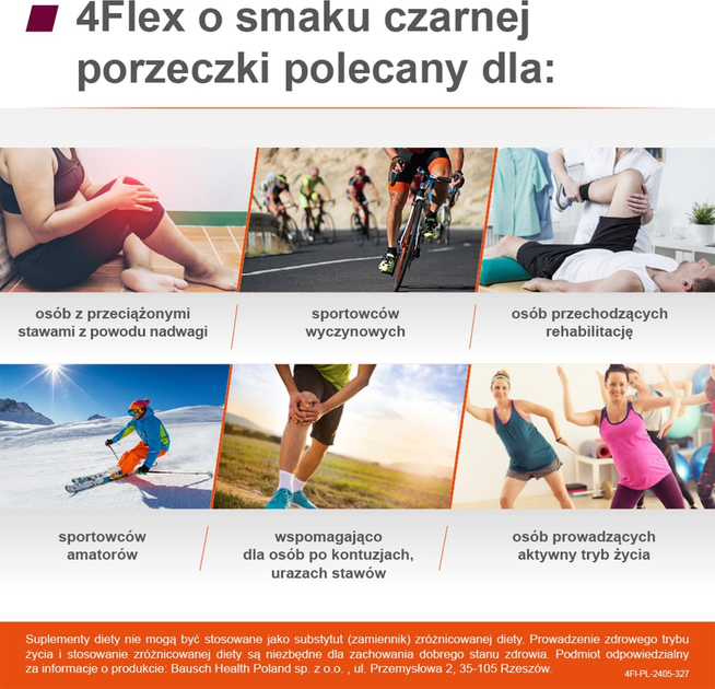 Suplement diety Bausch Health Poland 4Flex o smaku czarnej porzeczki 30 saszetek (5903546006558) - obraz 4