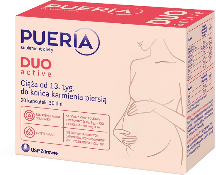 Suplement diety Pueria Duo Active dla kobiet w ciąży 90 kapsułek (5904569253752) - obraz 1