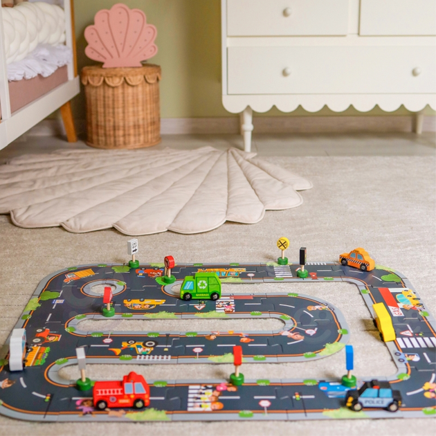 Zestaw Woopie GREEN Drewniane pojazdy i znaki drogowe 15 elementów (5906280653521) - obraz 9