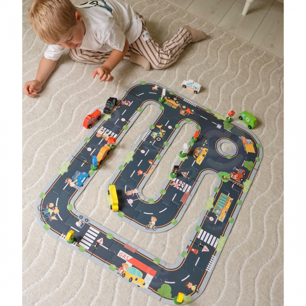 Zestaw Woopie GREEN Drewniane pojazdy i znaki drogowe 15 elementów (5906280653521) - obraz 11