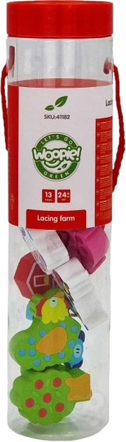 Przeplatanka drewniana WOOPIE GREEN klocki do nawlekania Zwierzęta Farma 13 el 41182 (5904326941182) - obraz 6