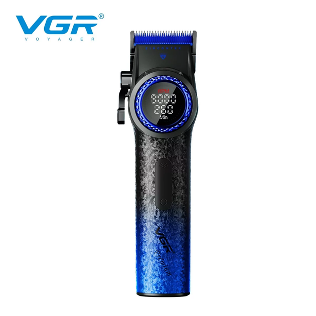 Машинка для стрижки VGR V-001 Blue (10 насадок) 4600 mAh LED дисплей - изображение 2