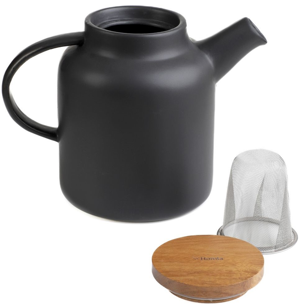Глечик Homla Poline з акацієвою кришкою Чорний 1 л (5904183875569) - зображення 4