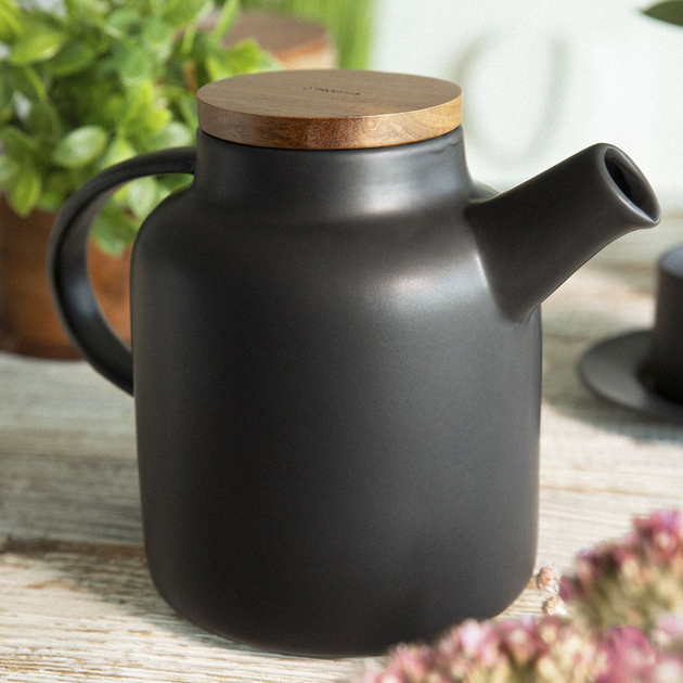 Глечик Homla Poline з акацієвою кришкою Чорний 1.5 л (5904183875576) - зображення 3