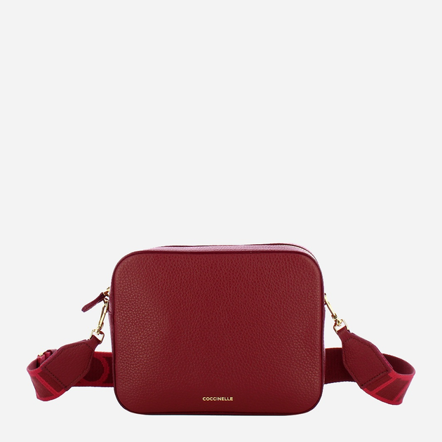 Torebka crossbody damska ze skóry naturalnej mała Coccinelle Tebe E5MN555M301 R52 Bordowa (800070345985) - obraz 1