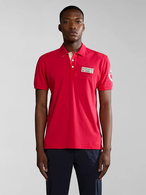 Поло довге чоловіче Napapijri E-Amundsen NP0A4H6AR251 XL Червоне (800070320827) - зображення 1