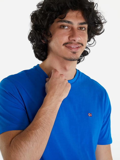 Футболка бавовняна довга чоловіча Napapijri Salis NP0A4H8DB2L1 L Синя (800070320865) - зображення 3