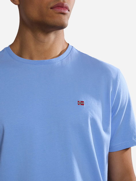 Футболка бавовняна довга чоловіча Napapijri Salis NP0A4H8DI001 M Синя (800070320859) - зображення 4