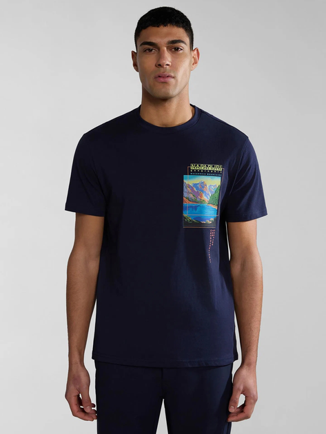 Футболка бавовняна довга чоловіча Napapijri S-Canada NP0A4HQM1761 S Темно-синя (800070320930) - зображення 1