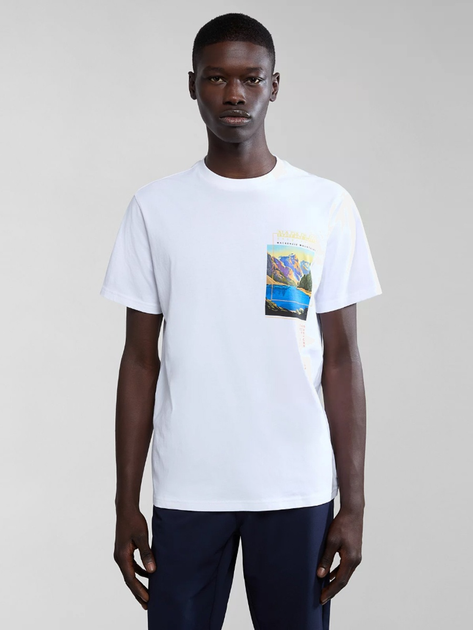 Футболка бавовняна довга чоловіча Napapijri S-Canada NP0A4HQM0021 S Біла (800070320935) - зображення 1