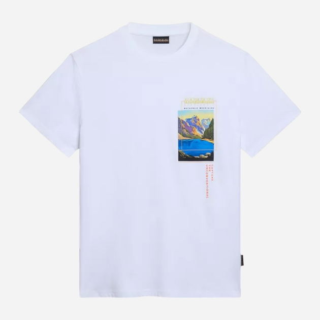 Футболка бавовняна довга чоловіча Napapijri S-Canada NP0A4HQM0021 M Біла (800070320936) - зображення 5