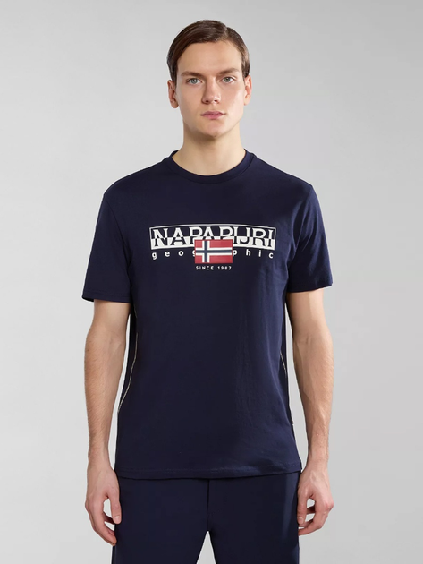 Футболка бавовняна довга чоловіча Napapijri S-Aylmer NP0A4HTO1761 M Темно-синя (800070320970) - зображення 1