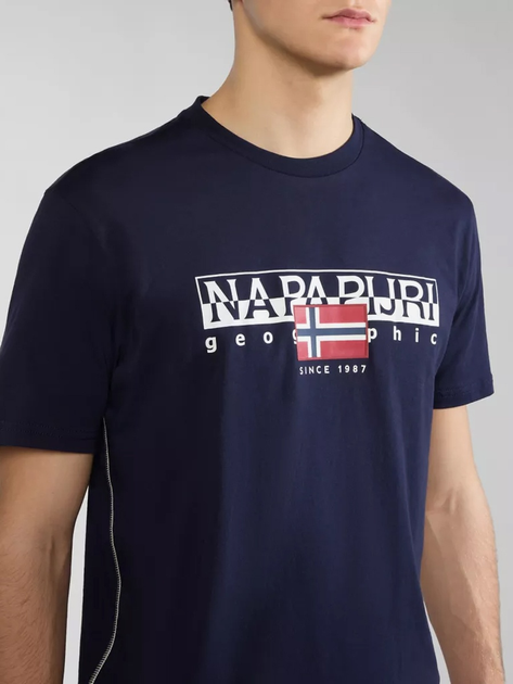 Футболка бавовняна довга чоловіча Napapijri S-Aylmer NP0A4HTO1761 M Темно-синя (800070320970) - зображення 4