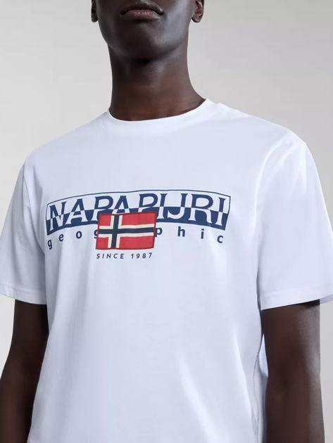 Футболка бавовняна довга чоловіча Napapijri S-Aylmer NP0A4HTO0021 M Біла (800070320975) - зображення 4