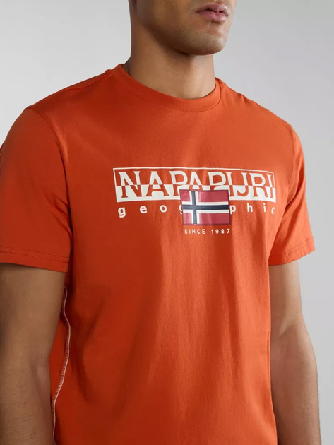 Футболка бавовняна довга чоловіча Napapijri S-Aylmer NP0A4HTOA621 M Оранжева (800070320985) - зображення 3