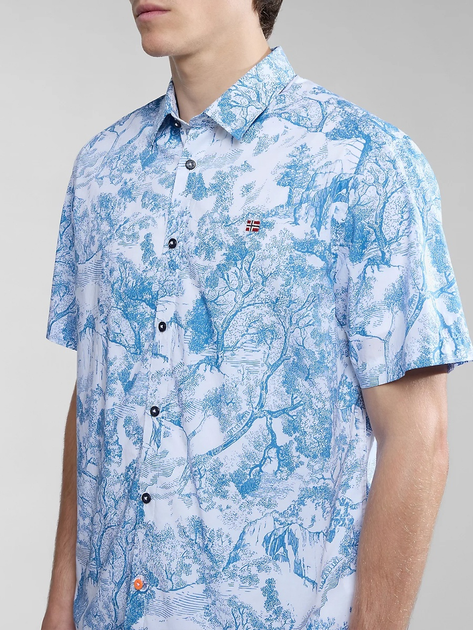 Сорочка бавовняна літня чоловіча Napapijri G-Ronge NP0A4HX1F5Z1 L Блакитна (800070320994) - зображення 4