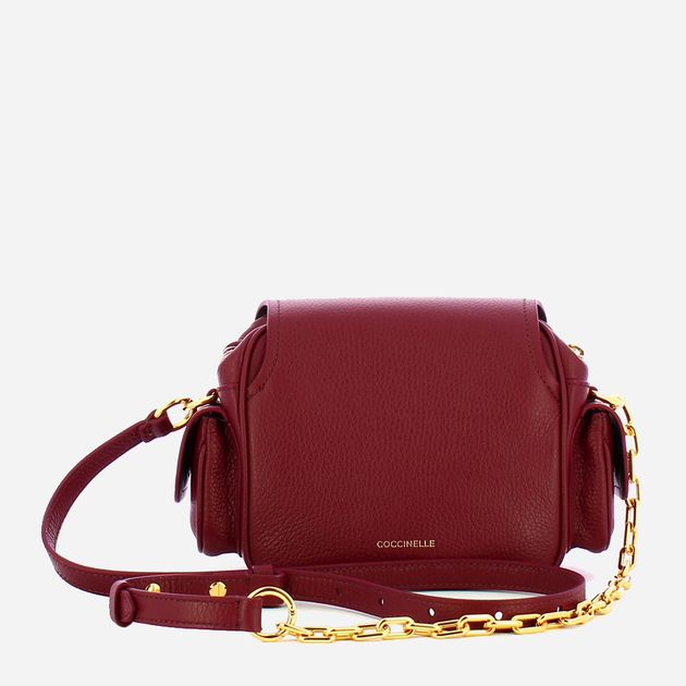 Torebka crossbody damska ze skóry naturalnej mała z łańcuszkiem Coccinelle Campus E1RFF550101 R52 Bordowa (800070346012) - obraz 2