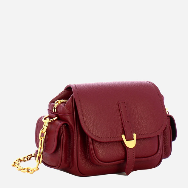Torebka crossbody damska ze skóry naturalnej mała z łańcuszkiem Coccinelle Campus E1RFF550101 R52 Bordowa (800070346012) - obraz 3