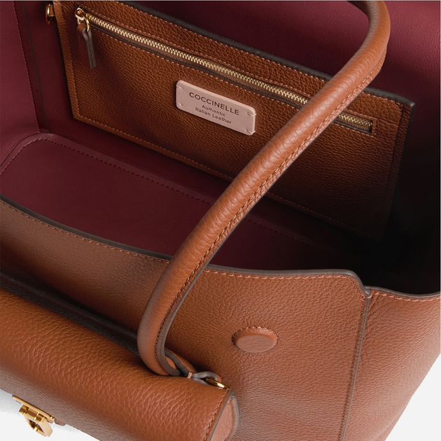 Torebka damska ze skóry naturalnej z łańcuszkiem Coccinelle Double E1T8A110201 W11 Brązowa (800070345950) - obraz 5