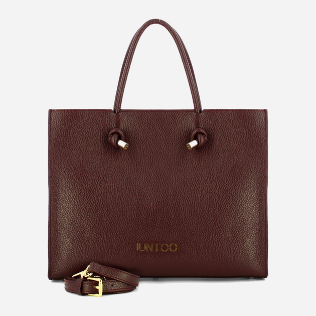 Torebka shopper ze skóry naturalnej Iuntoo Giunto 195001 Bordowa (800070347421) - obraz 4