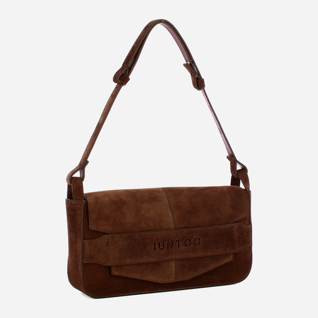 Сумка багет жіноча з натуральної шкіри середня Iuntoo Silvia 196101 Темно-коричнева (800070346781) - зображення 3