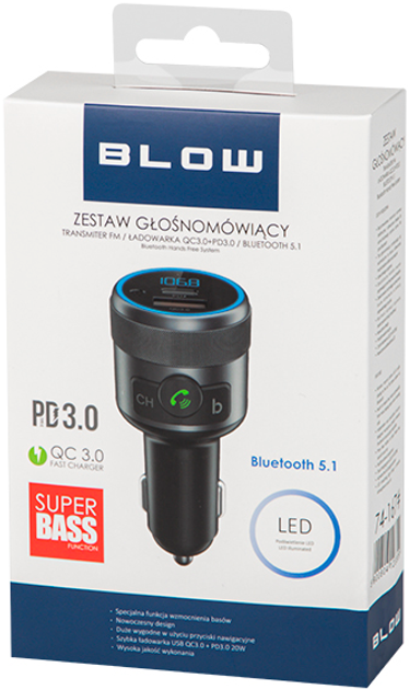 FM-трансмітер Blow 74-167 Bluetooth5.1 + QC3.0 (5900804123309) - зображення 4