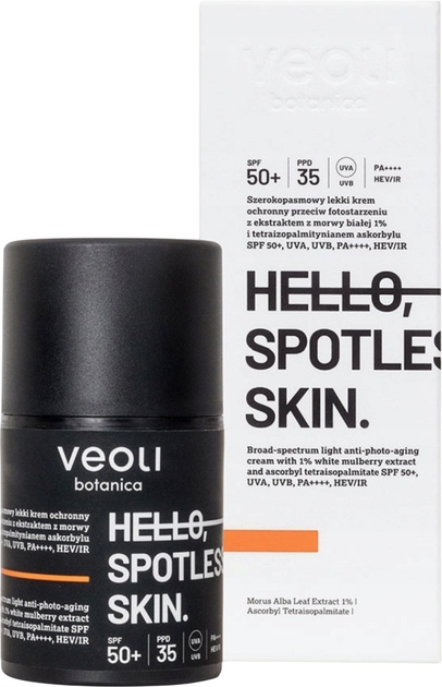 Крем для обличчя Veoli Botanica Hello, Spotless Skin Spf 50 освітлювальний від пігментації 50 мл (5907190822588) - зображення 1