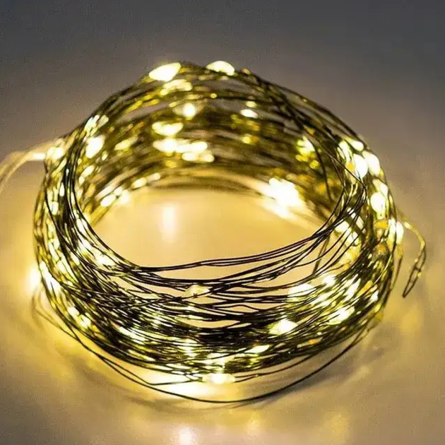 Светодиодная гирлянда «Роса» USB, 30 м, 300 LED, теплый белый свет/LED-гирлянда с питанием от повербанка - Фото 5 Светодиодная гирлянда «Роса» USB, 30 м, 300 LED, теплый белый свет/LED-гирлянда с питанием от повербанка - изображение 5