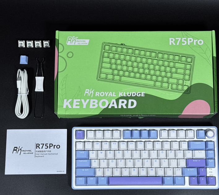 Клавиатура проводная Royal Kludge R75 75% ENG голубая - изображение 6