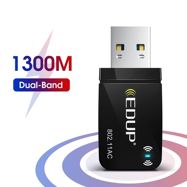 Беспроводной сетевой адаптер EDUP EP-1689 Wi-Fi двухдиапазонный 5/2,4 ГГц USB 3.0 Black (18641) - Фото 2 Беспроводной сетевой адаптер EDUP EP-1689 Wi-Fi двухдиапазонный 5/2,4 ГГц USB 3.0 Black (18641) - изображение 2