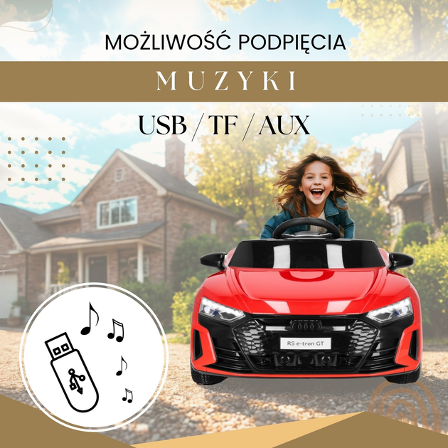 Samochód na akumulator Springos Audi z klaksonem Czerwony KC0013 (5907719483191) - obraz 14