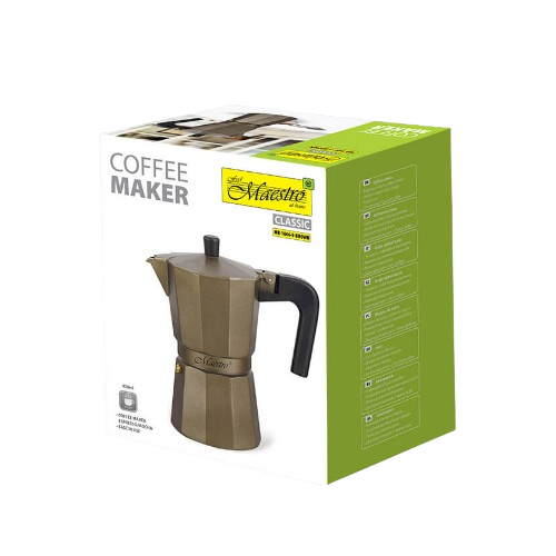 Кавоварка гейзерна 450мл (9 порцій) алюмінієва MR-1666-9-BROWN Espresso Moka Maestro - Фото 4 Кавоварка гейзерна 450мл (9 порцій) алюмінієва MR-1666-9-BROWN Espresso Moka Maestro - изображение 4