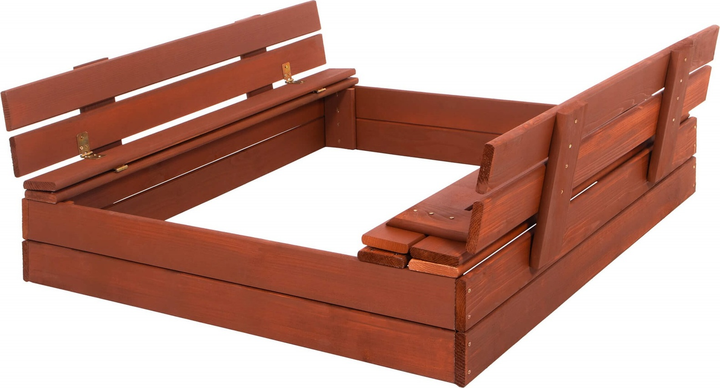 Дерев’яна пісочниця Springos з кришкою, лавочками, волокниною і тентом 100 x 100 см (5907719499345) - зображення 1