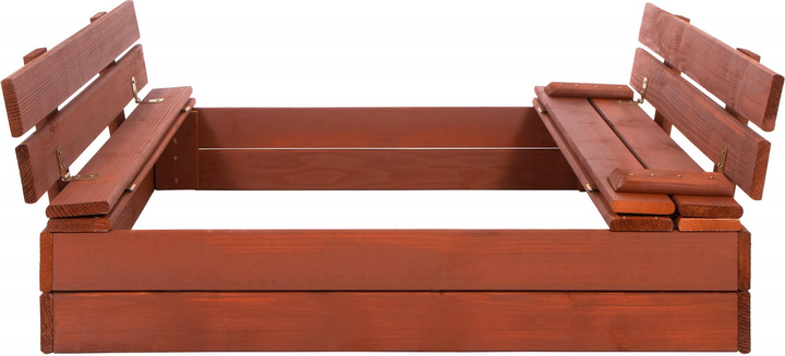 Дерев’яна пісочниця Springos з кришкою, лавочками, волокниною і тентом 100 x 100 см (5907719499345) - зображення 2