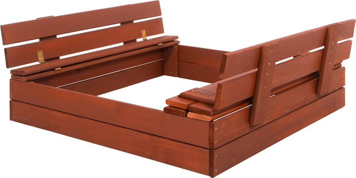 Дерев’яна пісочниця Springos з кришкою, лавочками, волокниною і тентом 100 x 100 см (5907719499345) - зображення 3