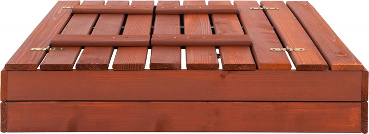 Дерев’яна пісочниця Springos з кришкою, лавочками, волокниною і тентом 100 x 100 см (5907719499345) - зображення 4