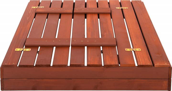 Дерев’яна пісочниця Springos з кришкою, лавочками, волокниною і тентом 100 x 100 см (5907719499345) - зображення 5